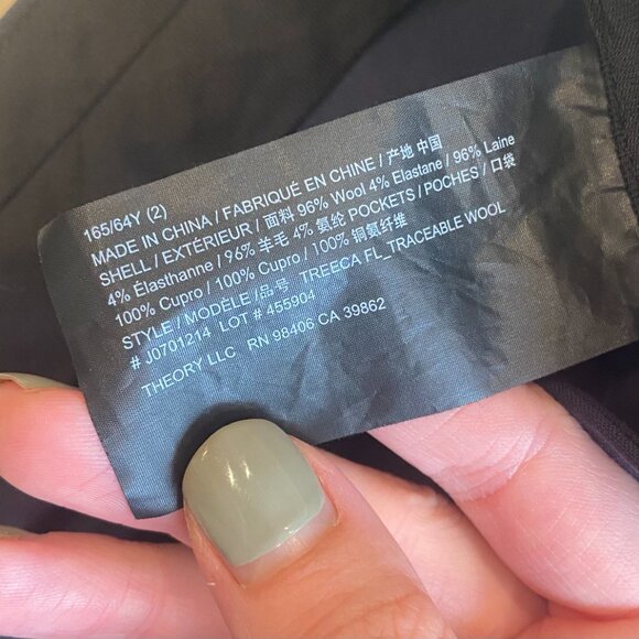 Theory Trecca Full Length Pant Good Wool Navy Sz 2 - Picture 12 of 12